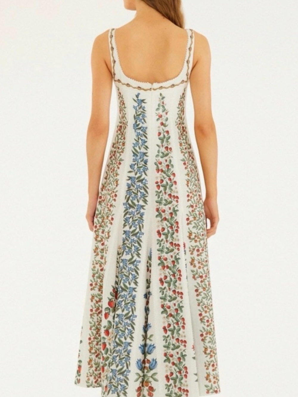 FARM Rio Off-White Fruit Beauty 4th of July linen Maxi Dress M - Picture 4 of 10